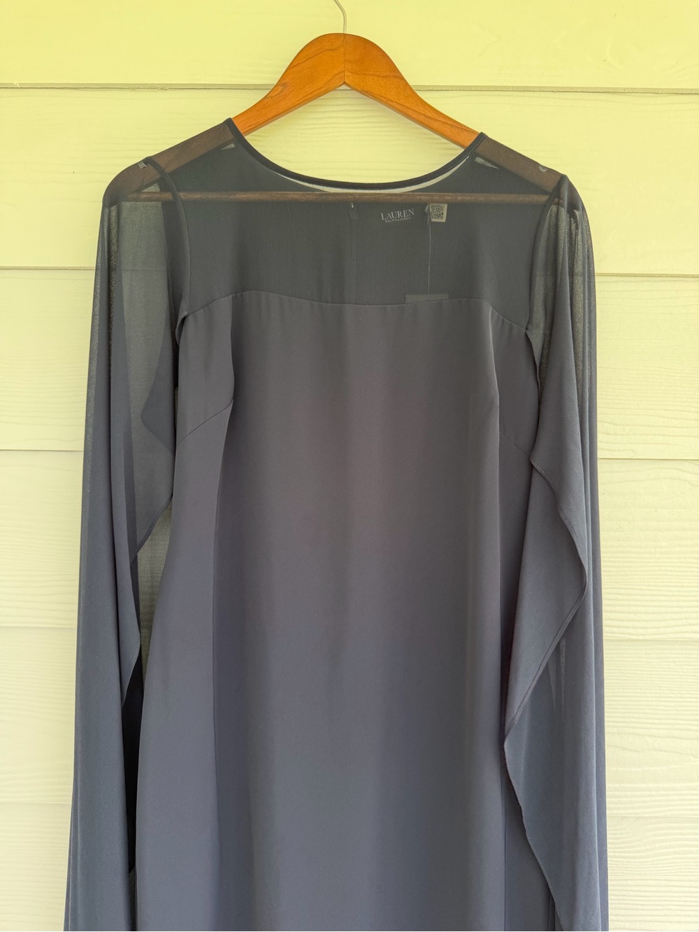 Lauren Ralph Lauren Navy Cape Sleeve Evening Gown Dress Women’s Size 10 NWT - Picture 5 of 12